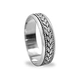 Braided knot sterling silver wedding band or promise ring~spins~ Sz 11
