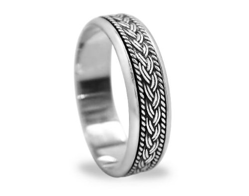 Braided knot sterling silver wedding band or promise ring~spins~ Sz4 to sz15