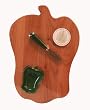 Out of the Woods of Oregon Bell Pepper Shaped Board with Dipping Bowl and Spreader, Green