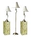 Set of 3 Unique White Ceramic Table & Floor Lamp Set
