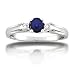 .08ctw Round Diamond & Blue Sapphire 3-Stone 14k White Gold Ring (I1, H-I)
