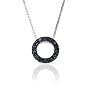 10k White Gold Black Diamond Circle Pendant (1/8 cttw), 18"