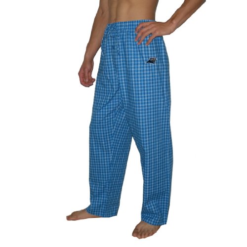Mens NFL Carolina Panthers Plaid Cotton Thermal Sleepwear / Pajama Pants - Blue & White (Size: XL)