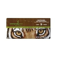 Endangered Species Tiger, Dark Chocolate and Cracked Organic Espresso Beans, 3-Ounce (Pack of 12)