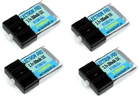 4-Pack of Lectron Pro 3.7 volt - 300mAh 35C Lipo Battery for UMX B-17G Flying Fortress, Flyzone Micro P-38 Lightning Warbird, and E-Flite Mosquito