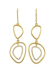 Jewelplus Designer 3/8 ct tw Diamond Open Silhouette Dangle Earrings 14K Yellow Gold Pair