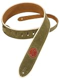 Levy's Leathers Suede Leather Guitar Strap with Cream Piping,Green