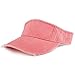 Frayed Pigment Dyed Garment Washed Distressed Adjustable Visor Cap - CORAL