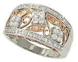 Jewelry : Ladies Wide Pave Diamond Band with Milgrain and prong Set Cluster Diamonds Diamond .50cttw H/i I1
