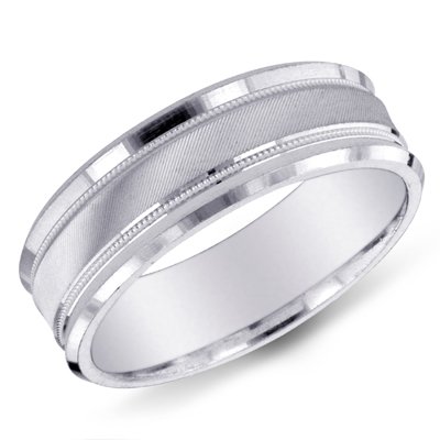 14K White Gold Elegant Men's Wedding Band