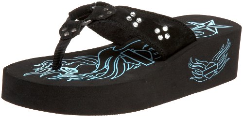 Harley-Davidson Women's Charra Flip Flop,Black,8 M US