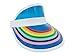 Retro Beach Colored Plastic Clear Sun Visor Hat, Blue Rainbow, One Size