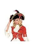 IMAGE OF Sexy Adult Women Gold Trim Pirate Hat By Leg Avenue, Black/Red, One Size