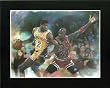 Michael Jordan Guarding Magic Johnson Sports Poster Print - 11x17