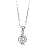 Sterling Silver Crown Set Cubic Zirconia CZ Solitaire Pendant Necklace