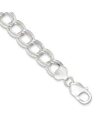 Sterling Silver 7in Double Link Charm Bracelet. Metal Wt- 23g