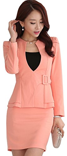 （激情女郎）JIQINGNVLANG レディース OL 上質 パンツスーツ 事務服 セット スカートスーツ