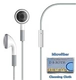 High Quality Handsfree Earphone with Microphone and Click-button for the New Apple iPhone 4g (Non Oem) + DBRoth Microfiber Cleaning Cloth