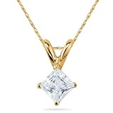 1.00 ct.tw Princess Diamond Solitaire Pendant in 14 kt. Yellow Gold
