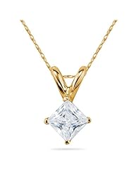 3/4 Carat Princess Diamond Solitaire Pendant in 14K Yellow Gold