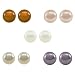 Sterling Silver 5-Pair Set of 7-8mm White, Gray, Peacock, Peach and Chocolate Freshwater Cultured Pearl Stud Earrings