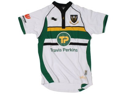 Northampton Saints 2011/12 Match Day Home S/S Replica Rugby Shirt Green/Black/Gold - size M