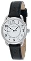 AK Anne Klein Women's Easy to Read Silver-Tone Casual Watch with a Black Leather Strap #108687SVBK