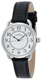 AK Anne Klein Women's Easy to Read Silver-Tone Casual Watch with a Black Leather Strap #108687SVBK