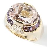 14K Gold Morganite, Amethyst & Diamond Ring