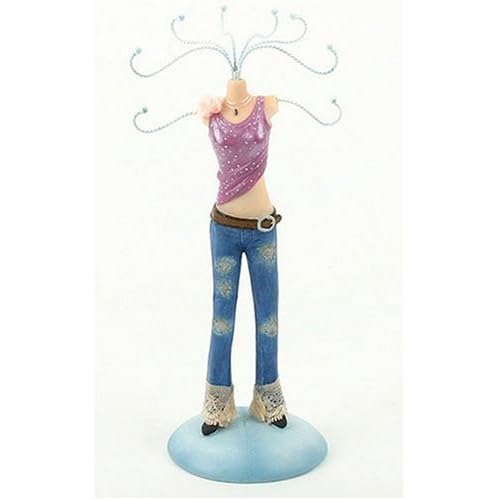 pink vest and jeans mannequin jewellery stand