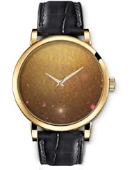 SPRAWL Aanalog Fashion Series Gold Ladies Watches of Genuine Black Leather Strap,Unique Wrist Watch for Women Girls Designed with Branches and dry petal roses