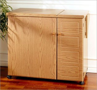 Sewing Machine Cabinet (Pine) (31.25"H x 35"W x 19"D closed)