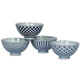 SetofFourJapaneseBlueandWhiteRiceBowlsAssorted