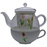 耐熱ガラスティーポット&カップ　TeaForOne チューリップの画像