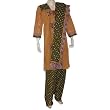 India Traditional Dress Cotton Embroidered Salwar Kurti Size (L/40), Brown/Green
