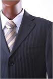 Men's Super 140's 100% Merino Wool Single Breasted 3 Button Black Pinstripe Dress Suit with Flat Front Pants***New for the Season!!!