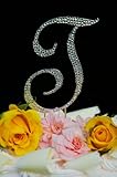 IMAGE OF Swarovski Crystal Monogram Wedding Cake Topper Large Letter T