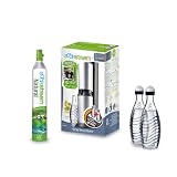 SodaStream 1016512497 Wassersprudler Crystal inklusive 1x Alu-Zylinder 60 L und 2 x 0.6 L Glaskaraffe, schwarz