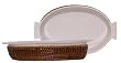 Woven Rattan Oval Basket with White Ceramic Au Gratin Liner 8 1/2"x5"