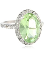 Sterling Silver Colored Crystal and Clear Crystal Oval Ring