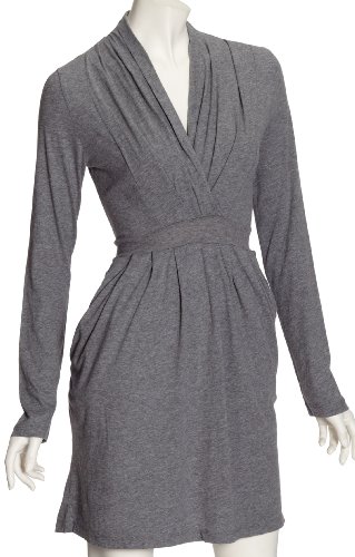 Bobi LONG SLEEVE SURPLUS DRESS 540-5292 Damen Kleider/ Knielang, Gr. 34/ 36 (S), Grau (thu Preisvergleich