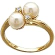 14Kt Yellow Gold Double White Pearl Diamond Ring