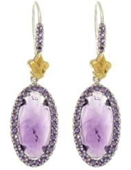 Phillip Gavriel Sterling Silver and 18k Yellow Gold Oval Briollette Amethyst Rock Candy Earrings