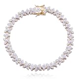 18k Yellow Gold Plated Sterling Silver Genuine Diamond Accent Line Bracelet, 7.25
