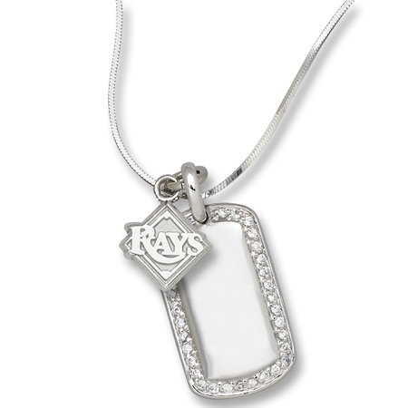Tampa Bay Rays MLB Dog Tag Pendant Logo in Silver & CZ