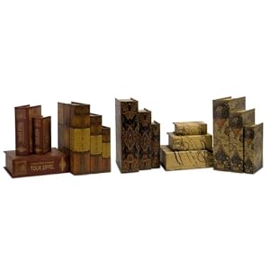 Set of 15 Novel Old-World Style Decorative Wooden Book Boxes