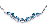 Exceptional 3.25 carats total weight Round Shape Swiss Blue Topaz Gemstone Pendant Necklace in Sterling Silver