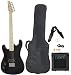 Left Handed Beginner Black Electric Guitar Package with Amp Case Picks Strap Value Pack