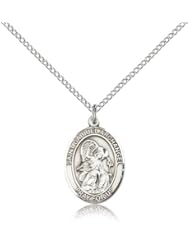 .925 Sterling Silver Saint St. Gabriel the Archangel Medal Pendant 3/4 x 1/2 Inches Messengers-8039- Comes with a .925 Sterling Silver Lite Curb Chain Neckace And a Black velvet Box