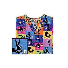 Looney Tunes Rock White Cross Nursing Uniform Scrub Top (XS or S)